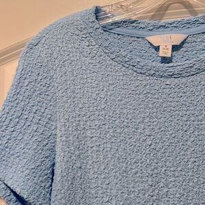 Baby blue puckered crinkle baby tee shirt top